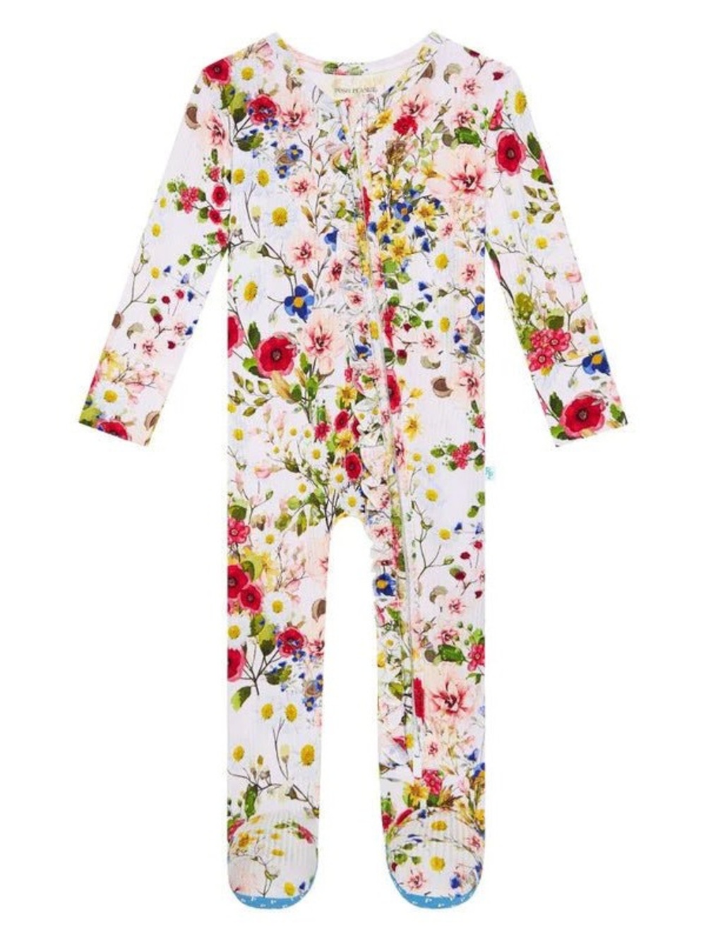 Posh Peanut Barbara Ribbed Ruffle Zip Footie Sleeper 0-3Months